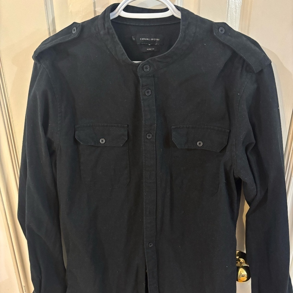 mens super soft black button up